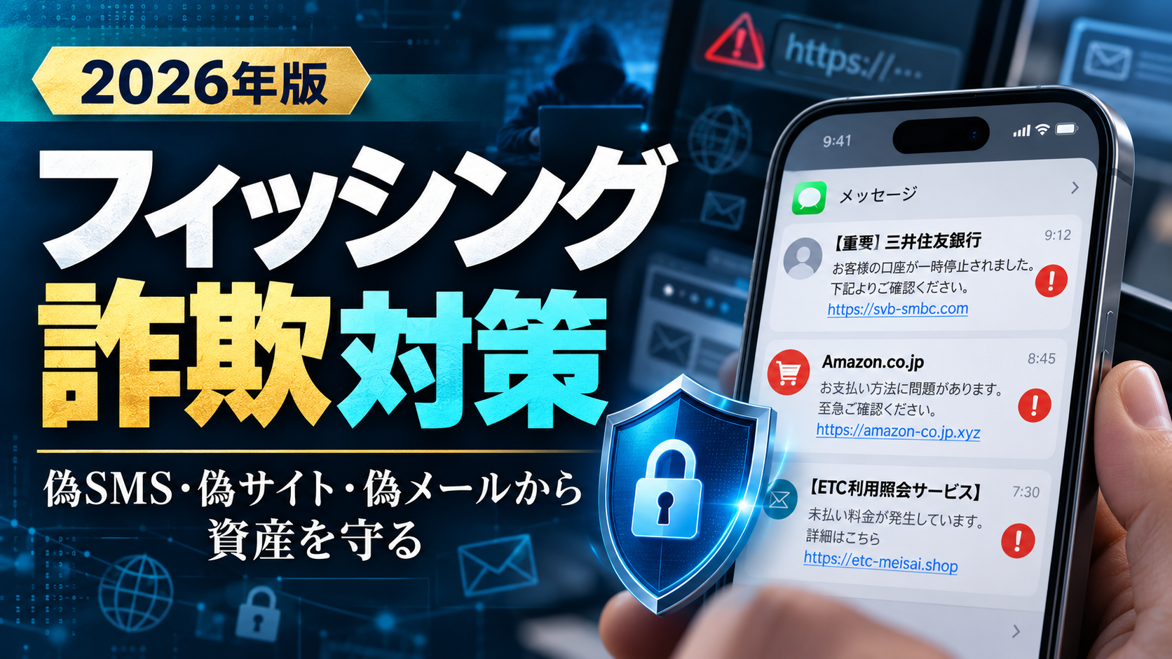 フィッシング詐欺から金融口座を守る対策をまとめた図解