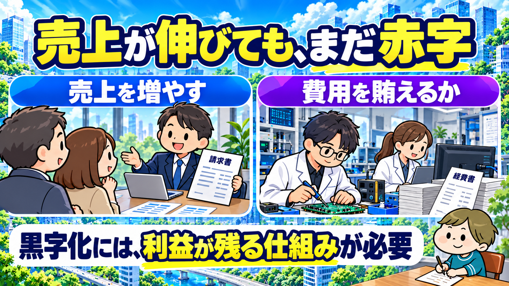 IonQの売上の成長と費用を賄えるかを分けて考える図