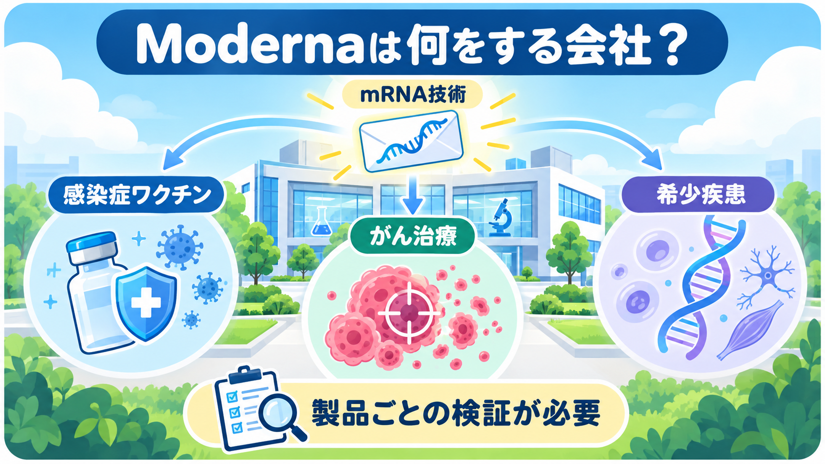 ModernaのmRNA技術と感染症ワクチン・がん治療・希少疾患の開発領域