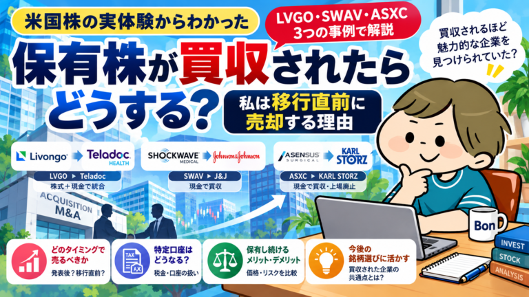 保有株が買収されたらどうする？LVGO・SWAV・ASXCの買収実体験